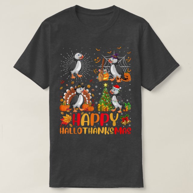 Halloween Thanksgiving jul Puffin Bird Hallo T Shirt (Design framsida)