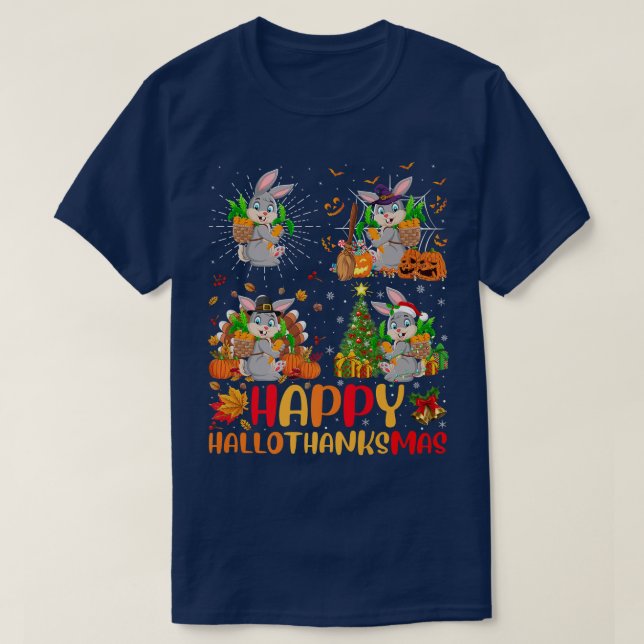 Halloween Thanksgiving Jul Rabbit HalloTack T Shirt (Design framsida)