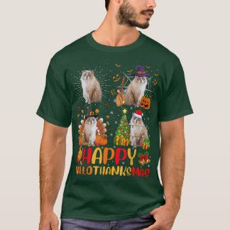 Halloween Thanksgiving jul Ragdoll Hallothan T Shirt