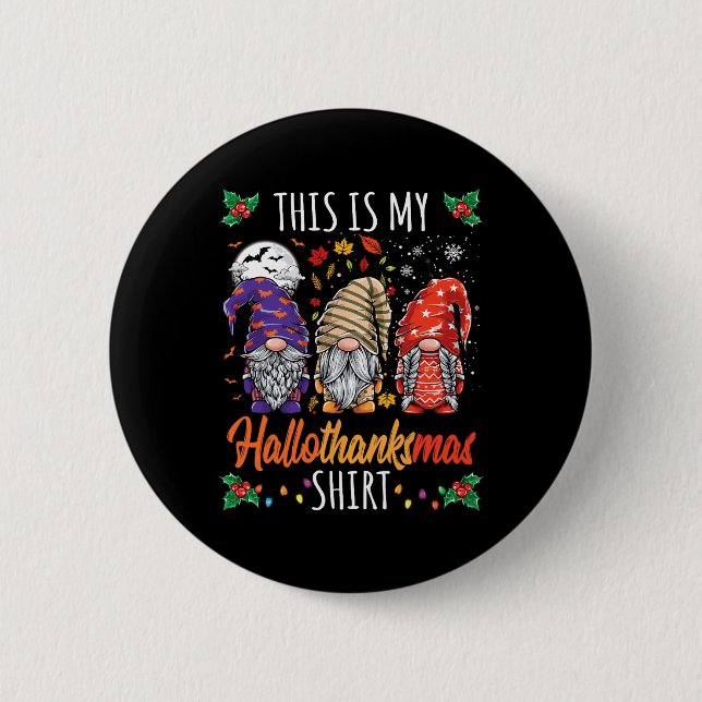 Halloween Thanksgiving Jul Roligt Hallothanksma Knapp (Framsida)