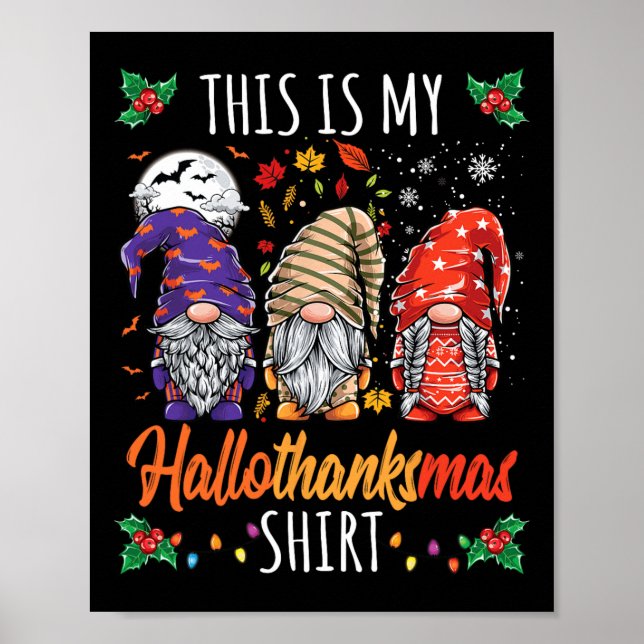 Halloween Thanksgiving Jul Roligt Hallothanksma Poster (Framsidan)