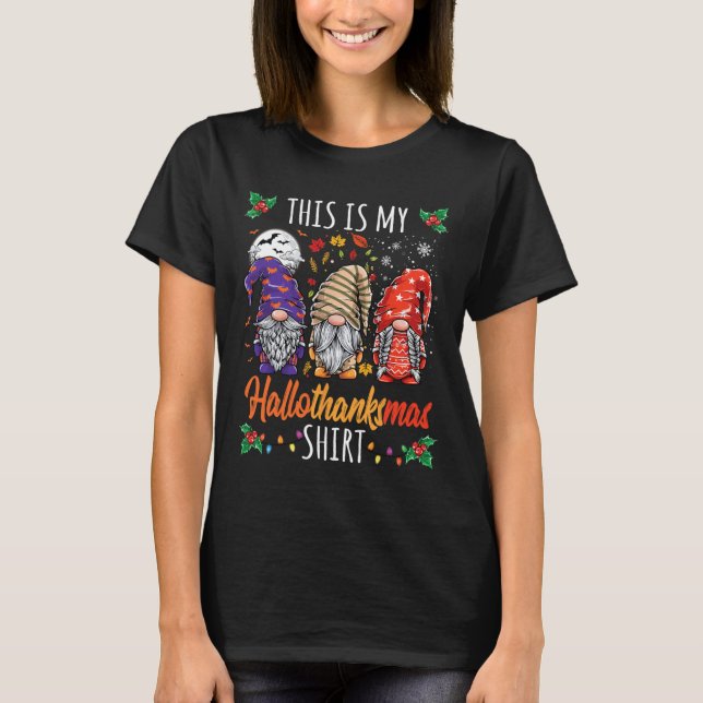 Halloween Thanksgiving Jul Roligt Hallothanksma T Shirt (Framsida)