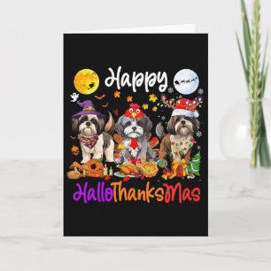 Halloween Thanksgiving jul Shih Tzu Hund Hall Kort