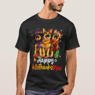 Halloween Thanksgiving jul tysk schäferhund D T Shirt