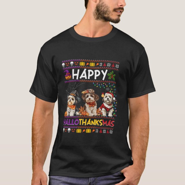 Halloween Thanksgiving jul Ugly Havanese Hund T Shirt (Framsida)
