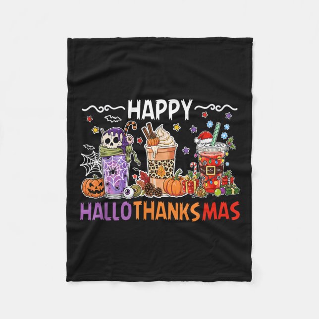 Halloween Thanksgiving Lycklig Season Coffee Hallo Fleecefilt (Framsidan)