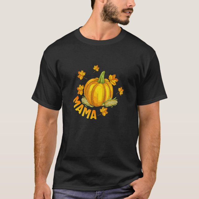 Halloween Thanksgiving Mama Pumpkin Pregnancy Anno T Shirt (Framsida)