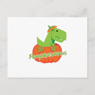 Halloween Thanksgiving Pumpkasaurus Dinosaur Helg Vykort