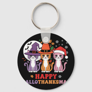 Halloween-Thanksgivingen Jul Cats Lycklig Hallot Nyckelring