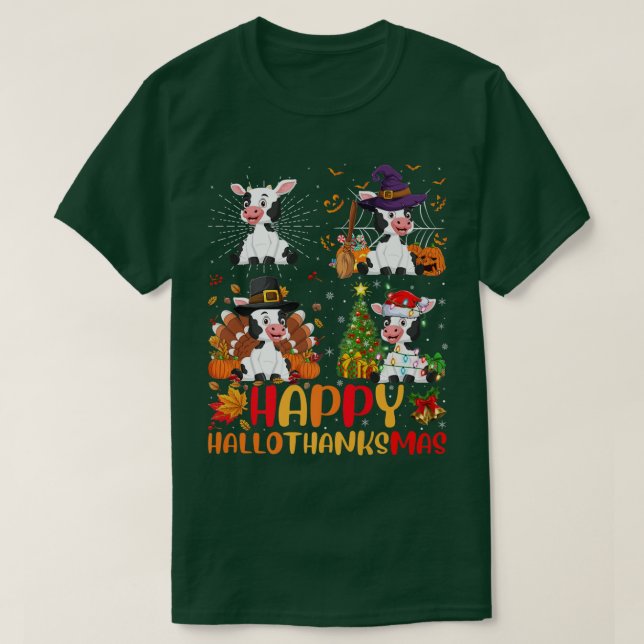 Halloween-Thanksgivingen Jul Cattle HalloTack T Shirt (Design framsida)