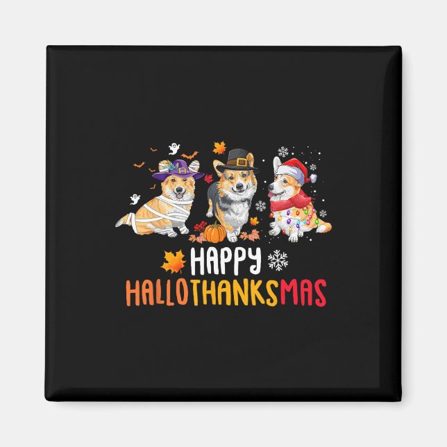Halloween-Thanksgivingen Jul Funny Corgi Hundar Magnet (Framsidan)