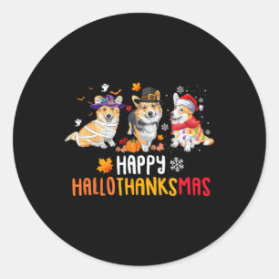 Halloween-Thanksgivingen Jul Funny Corgi Hundar Runt Klistermärke
