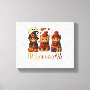 Halloween-Thanksgivingen jul Lycklig HalloTack Canvastryck