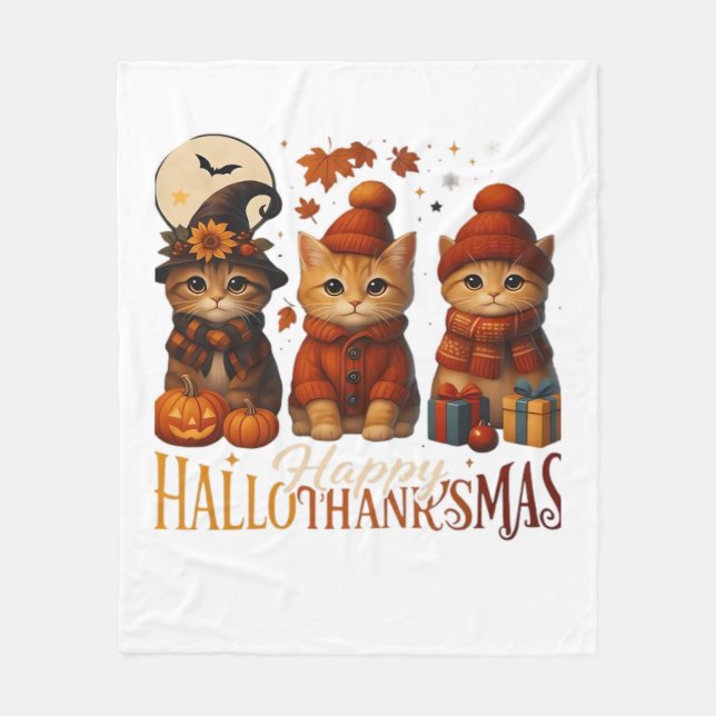 Halloween-Thanksgivingen jul Lycklig HalloTack Fleecefilt (Framsidan)