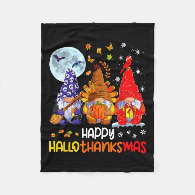 Halloween-Thanksgivingen jul Lycklig HalloTack Fleecefilt (Framsidan)