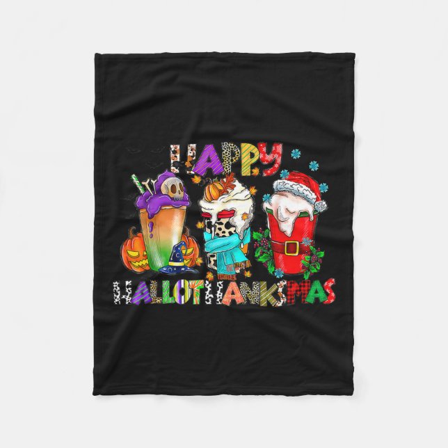 Halloween-Thanksgivingen jul Lycklig HalloTack Fleecefilt (Framsidan)