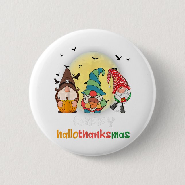 Halloween-Thanksgivingen jul Lycklig HalloTack Knapp (Framsida)