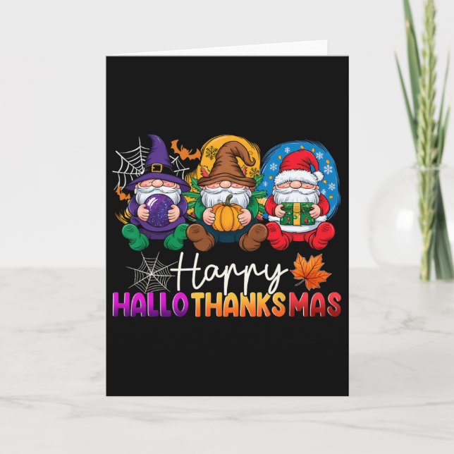 Halloween-Thanksgivingen jul Lycklig HalloTack Kort (Framsida)