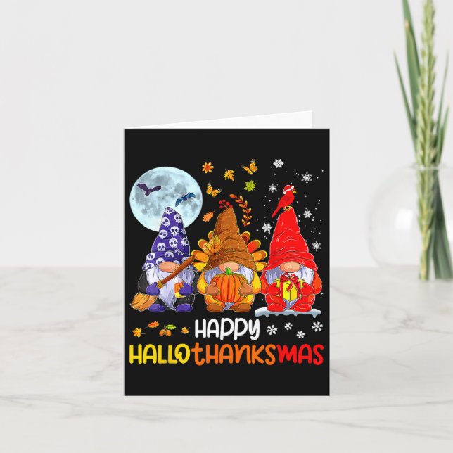 Halloween-Thanksgivingen jul Lycklig HalloTack Kort (Framsida)