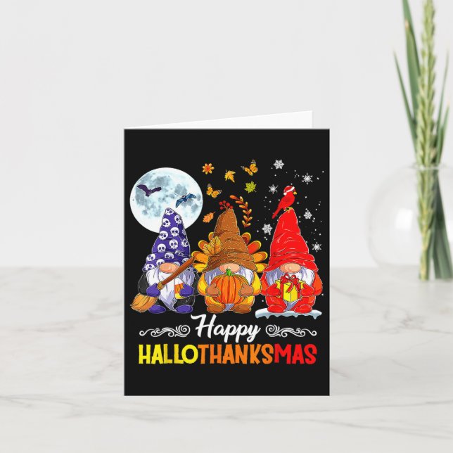 Halloween-Thanksgivingen jul Lycklig HalloTack Kort (Framsida)