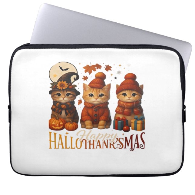 Halloween-Thanksgivingen jul Lycklig HalloTack Laptop Fodral (Framsidan)