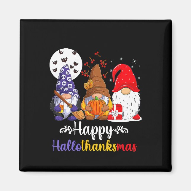 Halloween-Thanksgivingen jul Lycklig HalloTack Magnet (Framsidan)