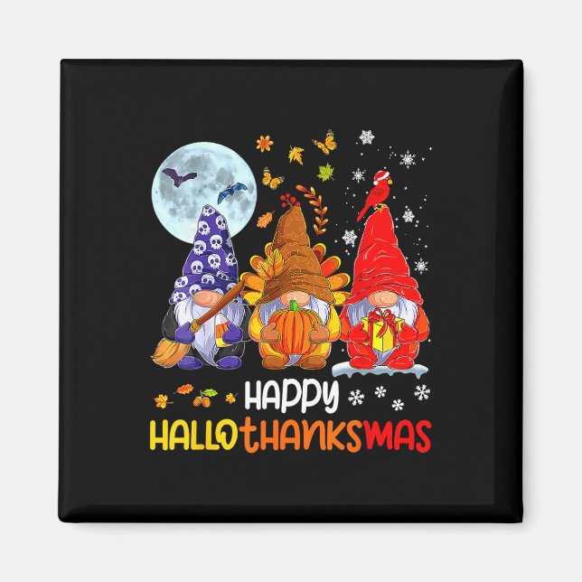 Halloween-Thanksgivingen jul Lycklig HalloTack Magnet (Framsidan)