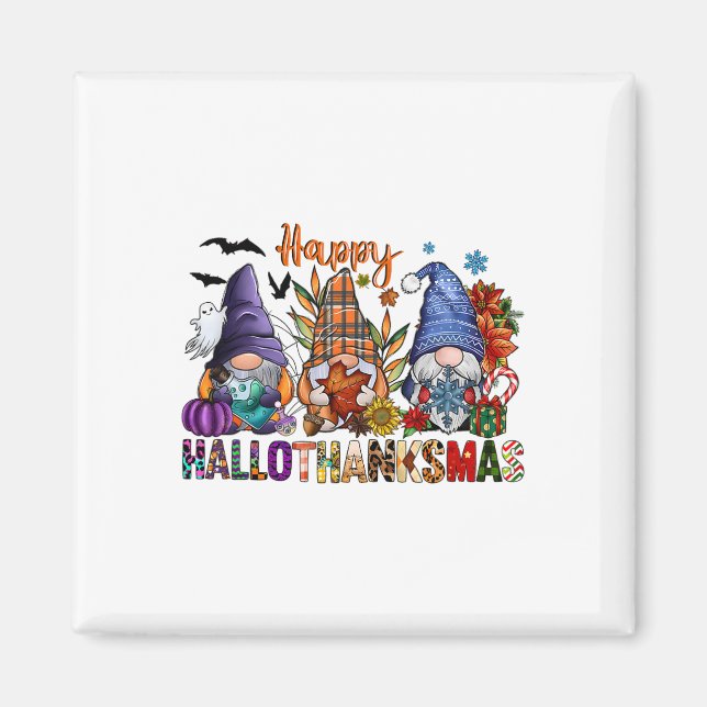 Halloween-Thanksgivingen jul Lycklig HalloTack Magnet (Framsidan)