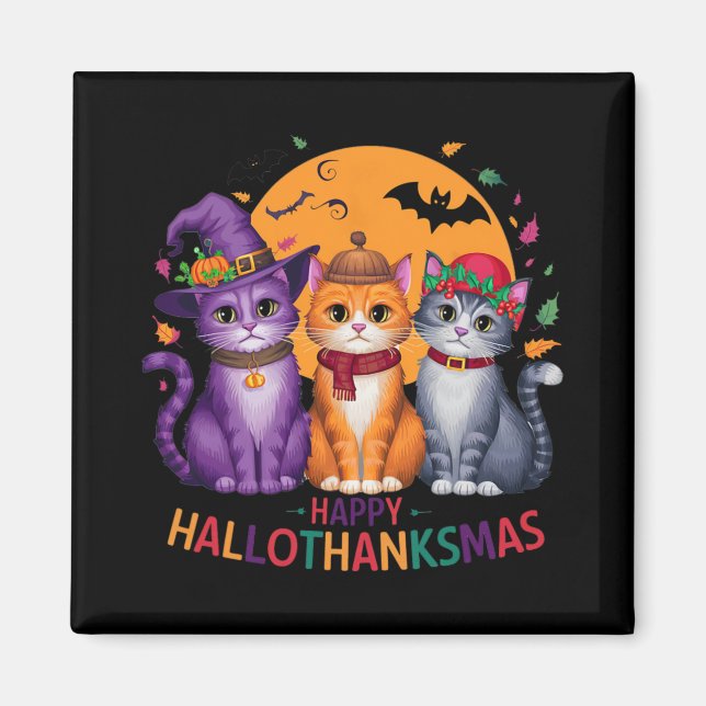 Halloween-Thanksgivingen jul Lycklig HalloTack Magnet (Framsidan)