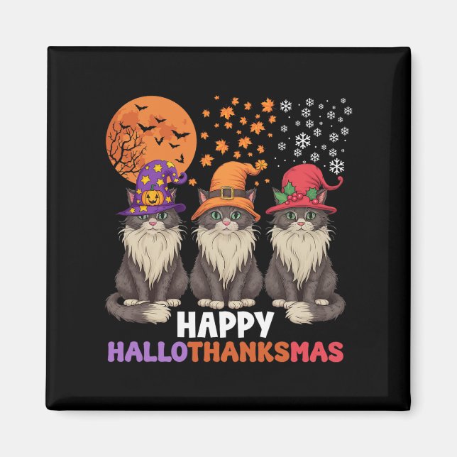 Halloween-Thanksgivingen jul Lycklig HalloTack Magnet (Framsidan)