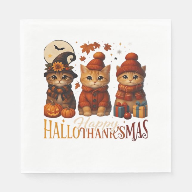 Halloween-Thanksgivingen jul Lycklig HalloTack Pappersservett (Framsidan)