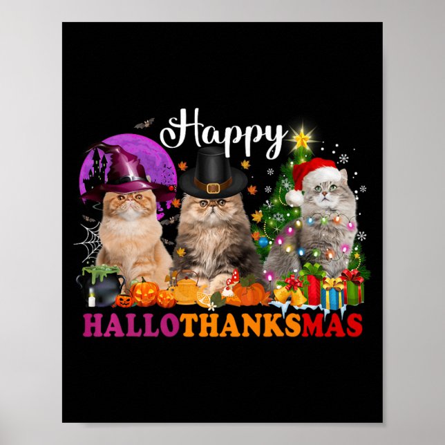 Halloween-Thanksgivingen jul Lycklig HalloTack Poster (Framsidan)