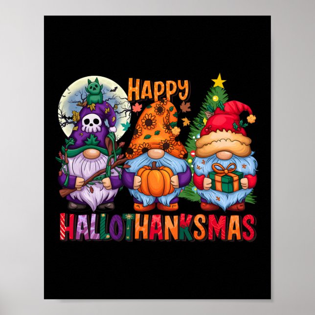 Halloween-Thanksgivingen jul Lycklig HalloTack Poster (Framsidan)