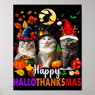 Halloween-Thanksgivingen jul Lycklig HalloTack Poster