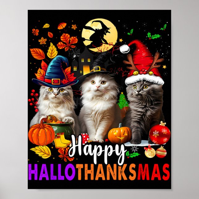 Halloween-Thanksgivingen jul Lycklig HalloTack Poster (Framsidan)