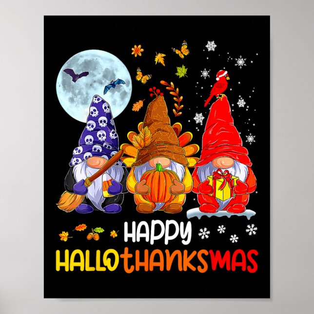 Halloween-Thanksgivingen jul Lycklig HalloTack Poster (Framsidan)