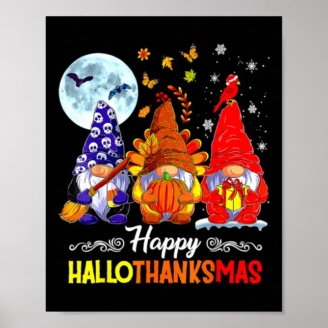 Halloween-Thanksgivingen jul Lycklig HalloTack Poster (Framsidan)