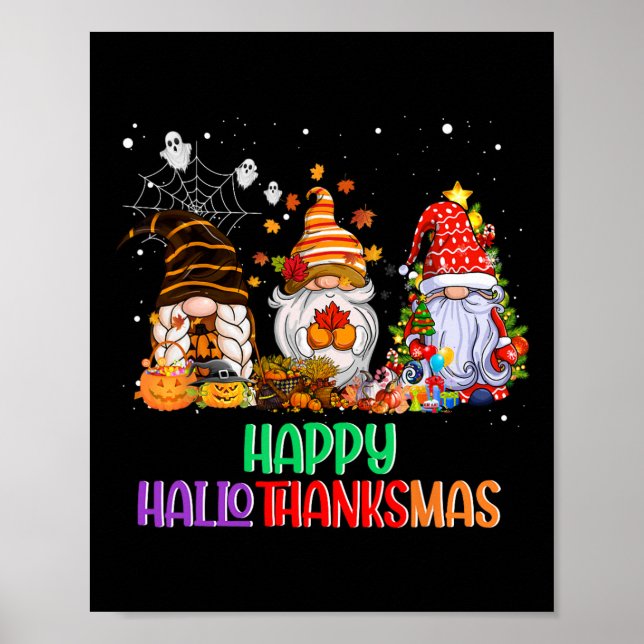 Halloween-Thanksgivingen jul Lycklig HalloTack Poster (Framsidan)