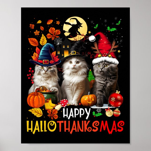 Halloween-Thanksgivingen jul Lycklig HalloTack Poster (Framsidan)