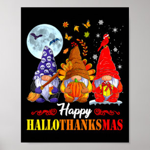 Halloween-Thanksgivingen jul Lycklig HalloTack Poster