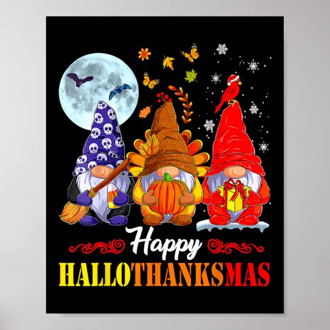 Halloween-Thanksgivingen jul Lycklig HalloTack Poster (Framsidan)