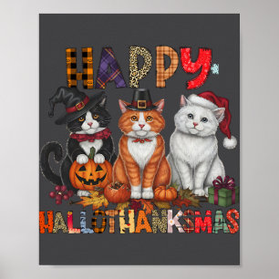 Halloween-Thanksgivingen jul Lycklig HalloTack Poster