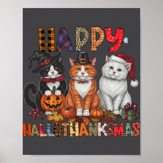 Halloween-Thanksgivingen jul Lycklig HalloTack Poster (Framsidan)