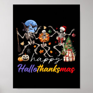 Halloween-Thanksgivingen jul Lycklig HalloTack Poster