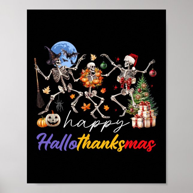 Halloween-Thanksgivingen jul Lycklig HalloTack Poster (Framsidan)