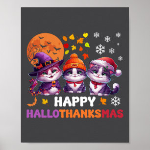 Halloween-Thanksgivingen jul Lycklig HalloTack Poster
