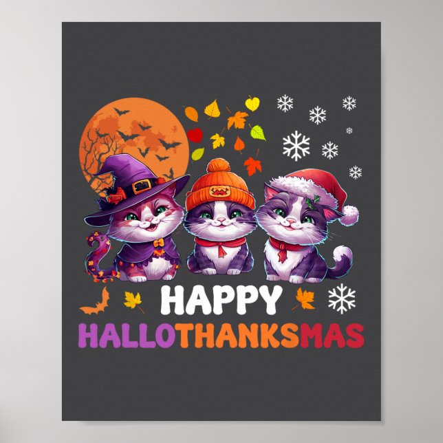 Halloween-Thanksgivingen jul Lycklig HalloTack Poster (Framsidan)