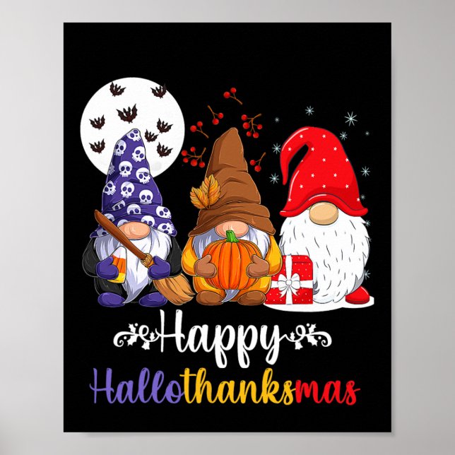 Halloween-Thanksgivingen jul Lycklig HalloTack Poster (Framsidan)