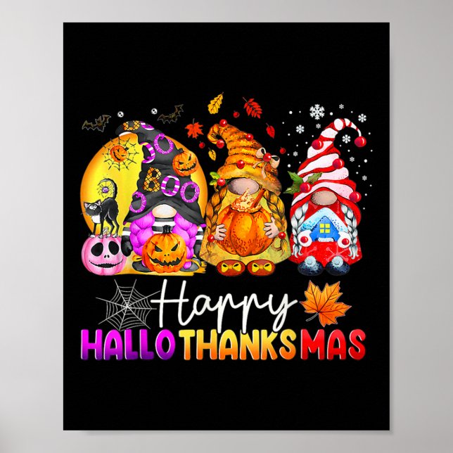Halloween-Thanksgivingen jul Lycklig HalloTack Poster (Framsidan)