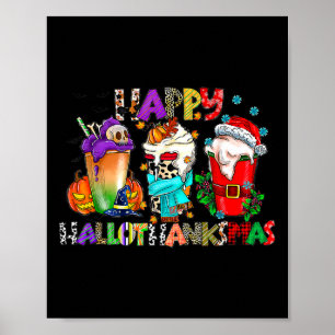 Halloween-Thanksgivingen jul Lycklig HalloTack Poster